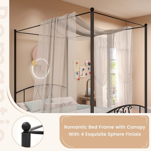 Double canopy bed frame - frame, metal