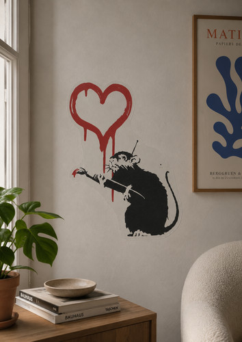 Banksy love rat sticker - love, wall