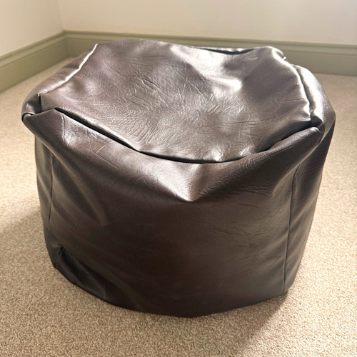 Brown faux leather round - faux,