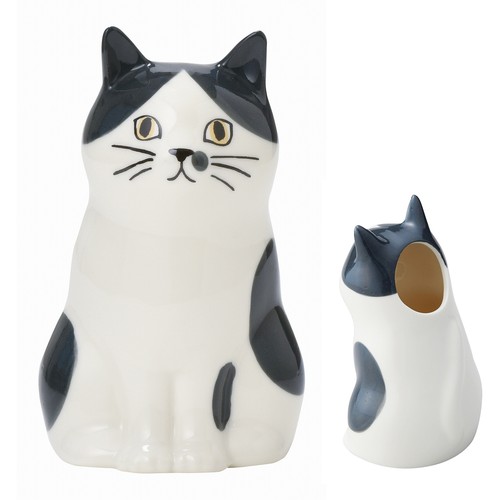 Cat vase porcelain small - cat,