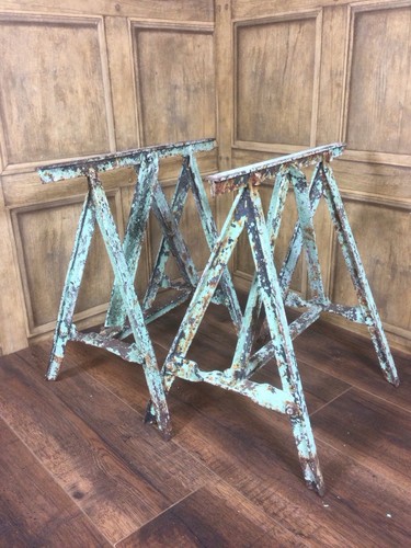 Antique wrought iron trestles - antique,