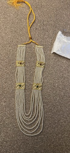 Pearl and gold mala necklace - and, necklace/