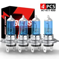 4x H7 Super White Xenon Headlights Bulbs 100w Upgrade Hid 499 Full Dipped 477