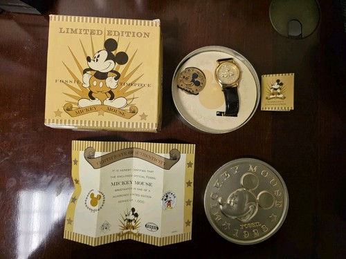 Fossil mickey gold watch - fossil,