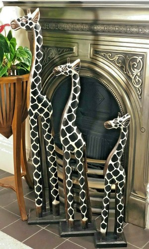 Hand carved wooden giraffe - carved,