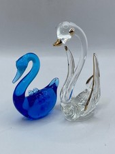 2 x glass swan ornaments, unused