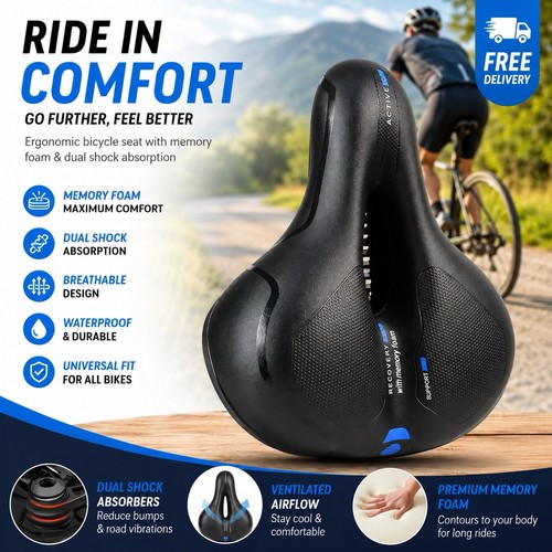 Wide gel foam bicycle saddle - wide,