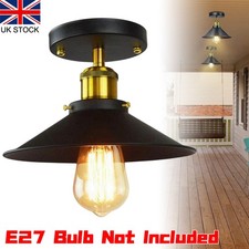 Vintage Industrial E27 Ceiling Lights Metal Shades Semi Flush Mount Retro Lamp