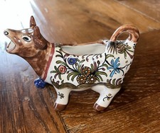 Portuguese Coimbra Filcer Pottery Hand Painted Creamer Milk Cow Jug
