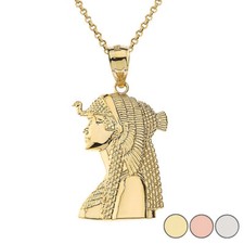 Gold Cleopatra Egyptian Queen Pendant Necklace(Available in Yellow/Rose/White)