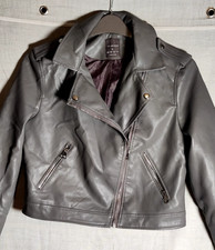 Ladies grey faux leather biker