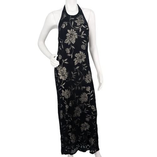 Vtg halter maxi dress open - halter,