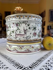 Vintage Conimbra  Portugal Majolica Faience Cachepot Planter Pot