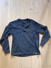 Filson Black Waffle Knit Cotton Henley Large UK Seller Thermal