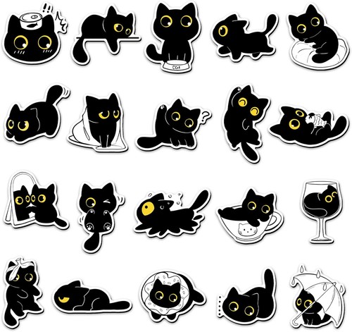 Cute black cat fridge magnets - black,