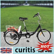 20 Inch Adult 3-Wheel Tricycle 8 Speed Bike Cruise Trike With Basket