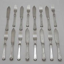 ROYAL YORK Design JAMES DIXON Silver Service Cutlery Eight Pairs of Fish Eaters