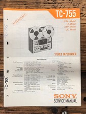 Sony TC-755 Reel to Reel Prelim. Service Manual *Original*