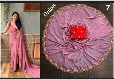 Bollywood Indian Pakistani  Women Bridesmaid Party  Georgette sequence saree