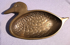 Brass duck Mallard Bird oval tray trinket Key Jewellery dish.Vintage. Gift.
