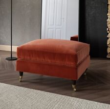 Velvet Footstool Ottoman Pouffe Upholstered Soft Stool
