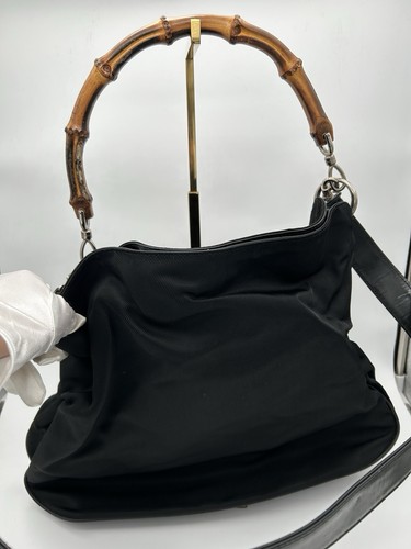 Black gucci bamboo shoulder - gucci,