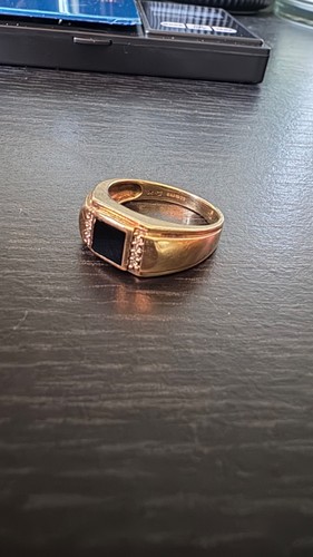 Mens 9ct gold gem set - 9ct,
