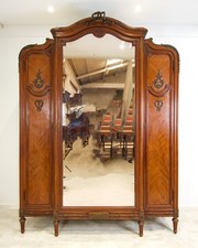 19th Century French Mahogany & Gilt Bronze Wardrobe with Mirror - Francois Linke