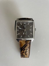 TAG Heuer Monaco Watch, Diamond on Face Numbers and TAG Python Strap