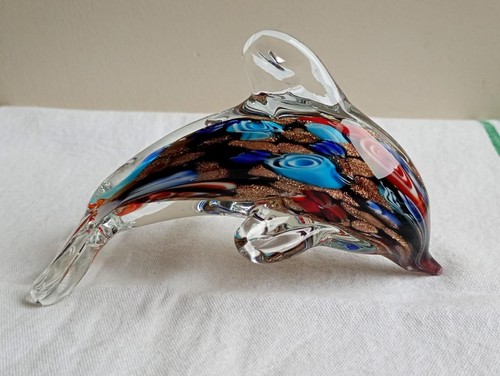 Hand blown glass dolphin with - hand,