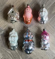 6 x VINTAGE SOVIET GLASS CHRISTMAS BAUBLES DECORATIONS USSR