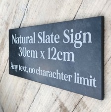 Slate House Sign Door Number Plaque, 30x12, Personalised Engraved any Text,Honed