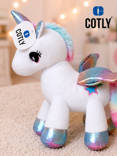 Cotly white unicorn plush soft - white,