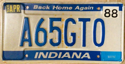 Indiana license plate - , vanity