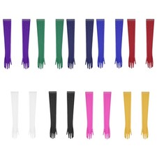 Women Shiny Rhinestone Sheer Gloves Dance Prom Party Full Length Tulle Mittens