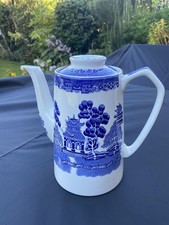 ANTIQUE MYOTT  OLD WILLOW COFFEE POT In Blue & White Willow Pattern – VGC