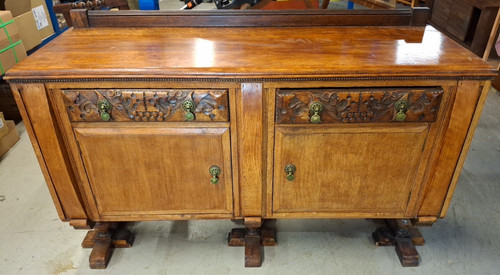 Antique oak carved - antique, sideboard