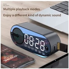 Wireless Bluetooth Speaker Alarm Clock-RGB-USB LED Mirror Digital Clock FM Radio