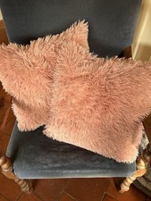 Pair Of Pink Faux Fur Cushions