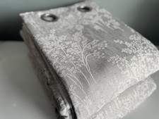 Full Length Dunelm Eyelet Fleece Interlined Thermal Grey Embroidered Curtains