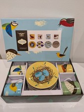 Magpie Birdy Espresso Coffee Set of 4 Cups & Saucers in Original Box.