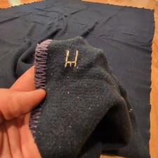 Vintage Wool Blanket 54x82 – Navy Blue – Unique Marking – Military Style Surplus