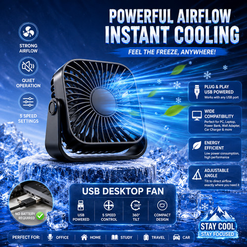 Usb desk fan speed quiet - fan, 3