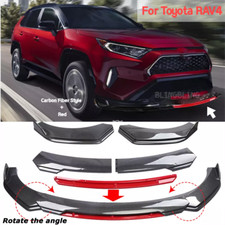 Front Bumper Lip Splitter Spoiler Carbon Fiber Style + Red For Toyota RAV4