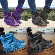 Womens Buckle Tassels Flat