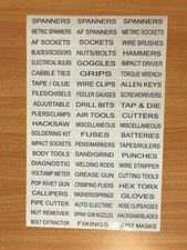 WORKSHOP Black & White TOOL DRAW LABELS Garage Toolbox Organisation