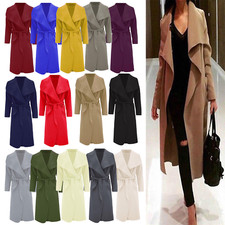 Women’s Long Duster Jacket Ladies Waterfall Italian Belted Coat Plus UK 8-22