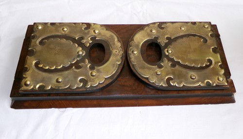 Vintage walnut wooden brass - &,