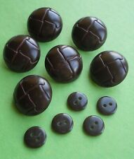 FOOTBALL COAT BUTTONS - LEATHER LOOK - SET OF 6 USED - USED & FREE P&P