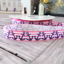 Anchor stripe grosgrain ribbon
